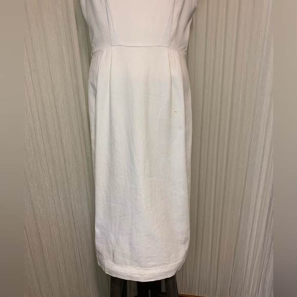 Vintage Linen White Dress - Unmarked - Women’s Size 10 12 - Embroidery Filigree - Picture 6 of 11